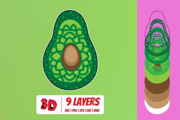 3D Avocado SVG Cut File for Laser Cutting Wall Decor