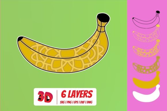 3D Banana SVG Cut File for Laser Cutting Wall Decor