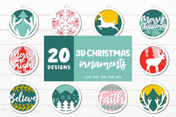 3D Christmas Ornaments: Premium Graphics for Crafts & Branding