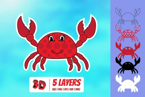 3D Crab SVG: A Graphic Design Asset for Crafts and Creative Brands