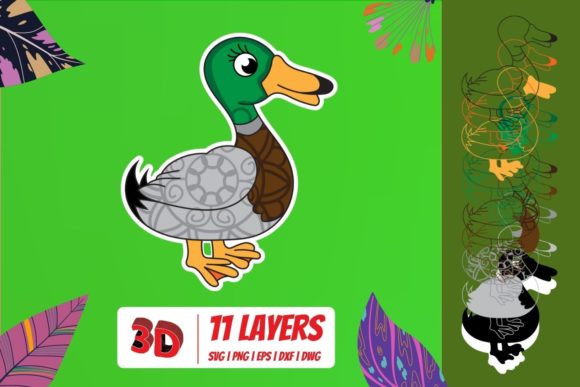 3D Duck SVG Cut File for Laser Cutting and Wall Decor