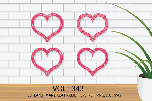 3D Layer Valentine Heart Frame Bundle for Graphics and Crafts