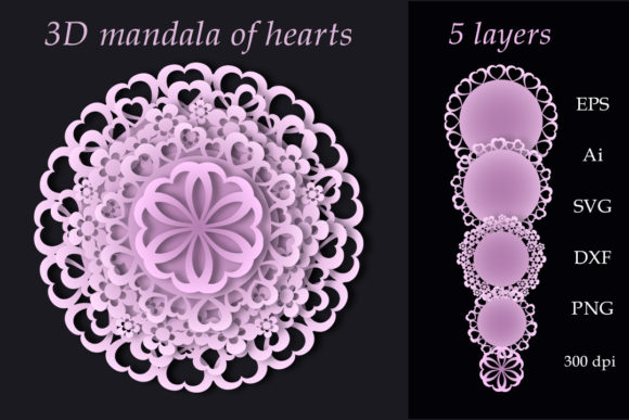 3D Mandala of Hearts. Files for Cutting: A Crafts & Graphics Review