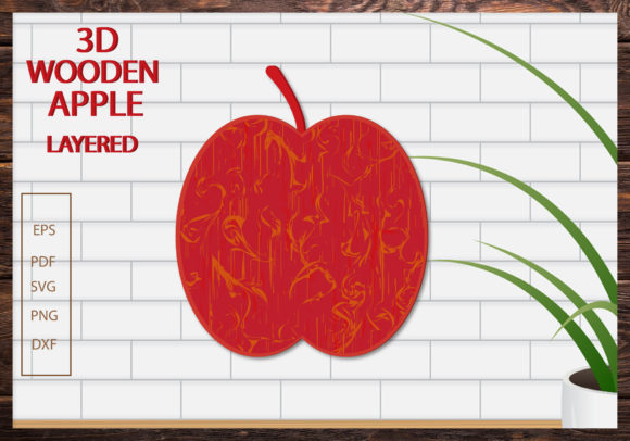 3d Moms Decorative Wooden Apple SVG 3 for Graphics and Crafts
