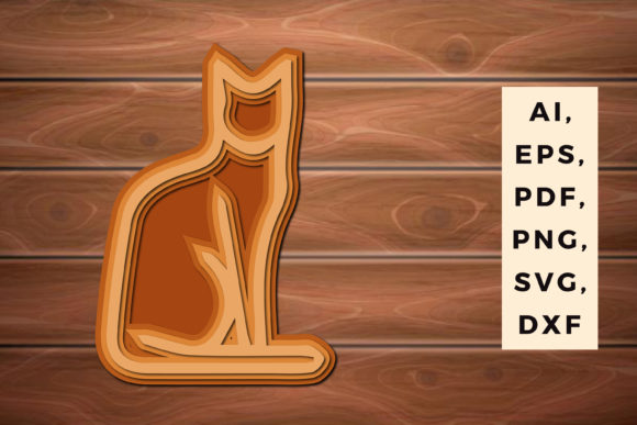 3D Multi Layer Paper Cut Cat SVG
