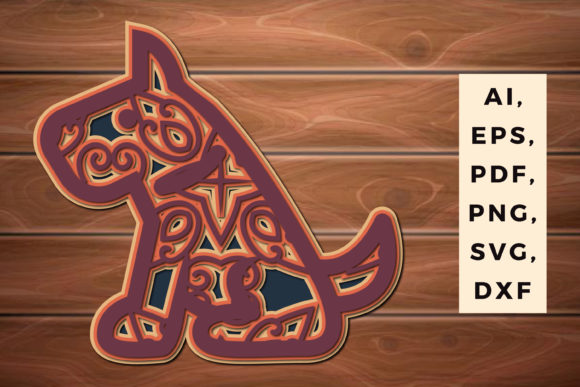 3D Multi Layer Paper Cut Dog Decor SVG for Laser Cutting and Other Art Amp