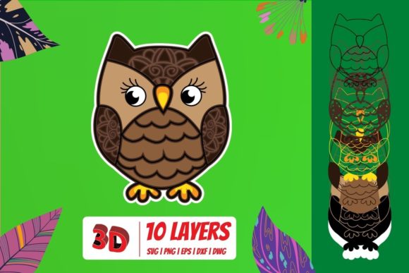 3D Owl SVG Cut File for Laser Cutting Wall Decor