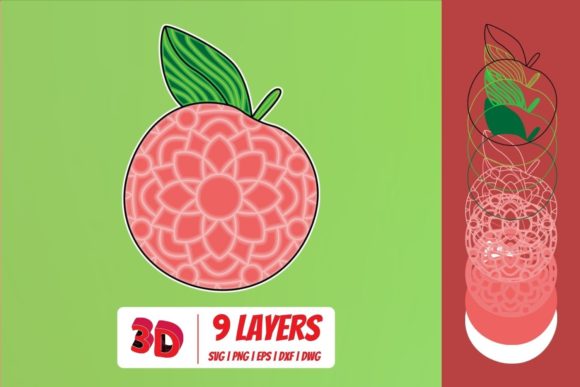 3D Peach SVG Cut File for Laser Cutting and Wall Decor