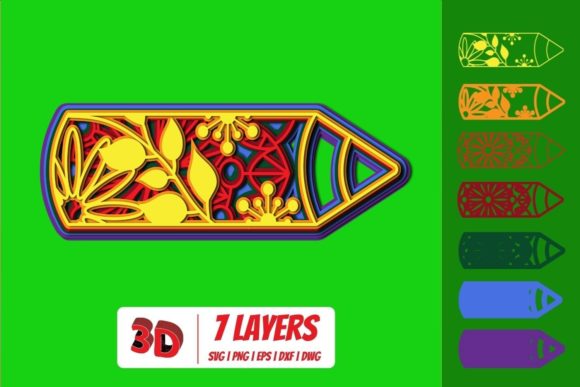 3D Pencil SVG Cut File for Laser Cutting and Shadow Boxes