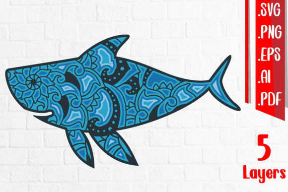 3D Shark Layered Cut Files for Graphics and Crafts