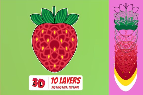 3D Strawberry SVG Cut File for Laser Cutting and Wall Decor
