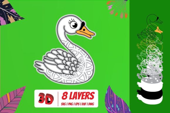 3D Swan SVG Cut File for Laser Cutting and Wall Decor
