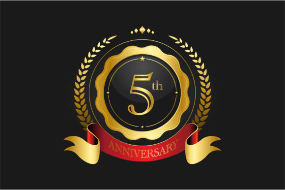 5th Anniversary 3d Badge Illustration for Graphics & Branding