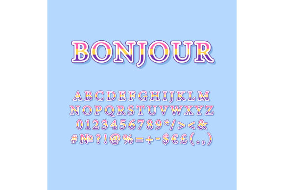 Bonjour Vintage 3d Vector Alphabet Set for Graphics & Print Templates