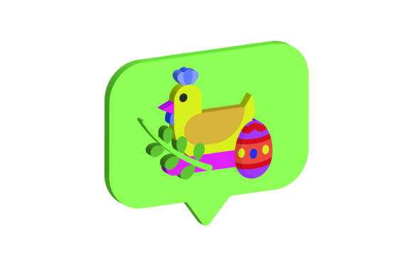 Icon 3D Easter Chicken Laying Egg Graphics for Brands