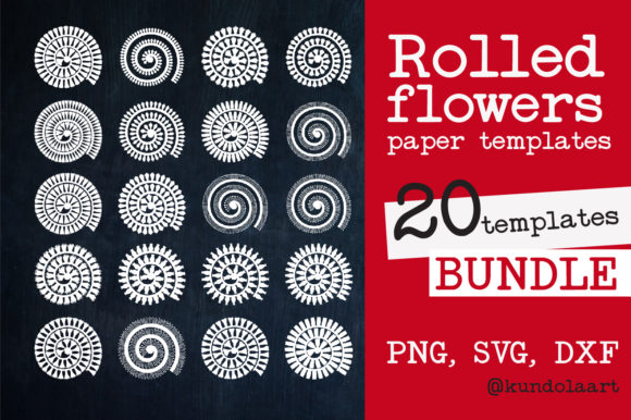 Rolled Flower Paper Template for Laser Cutting Ornaments