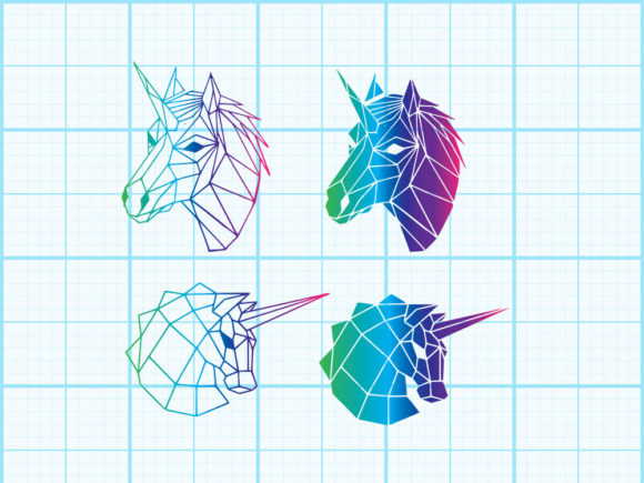 Unicorn 3D Head Geometrical: Graphics & Crafts for Modern Branding