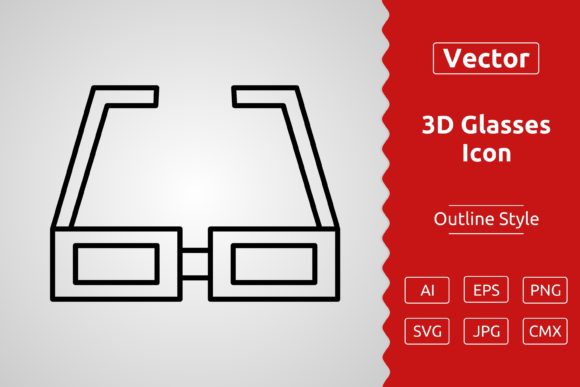 Vector 3D Glasses Outline Icon: Essential Graphics for Modern Icons