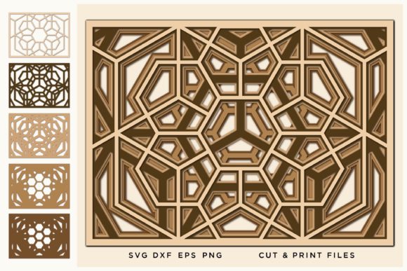 Wall Art Grille: 3D Hexagon for Laser Cutting & Wall Decor