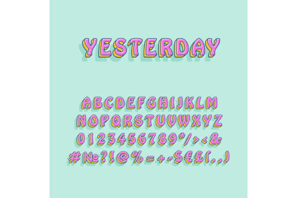 Yesterday Vintage 3d Vector Alphabet Set for Graphics and Print Templates